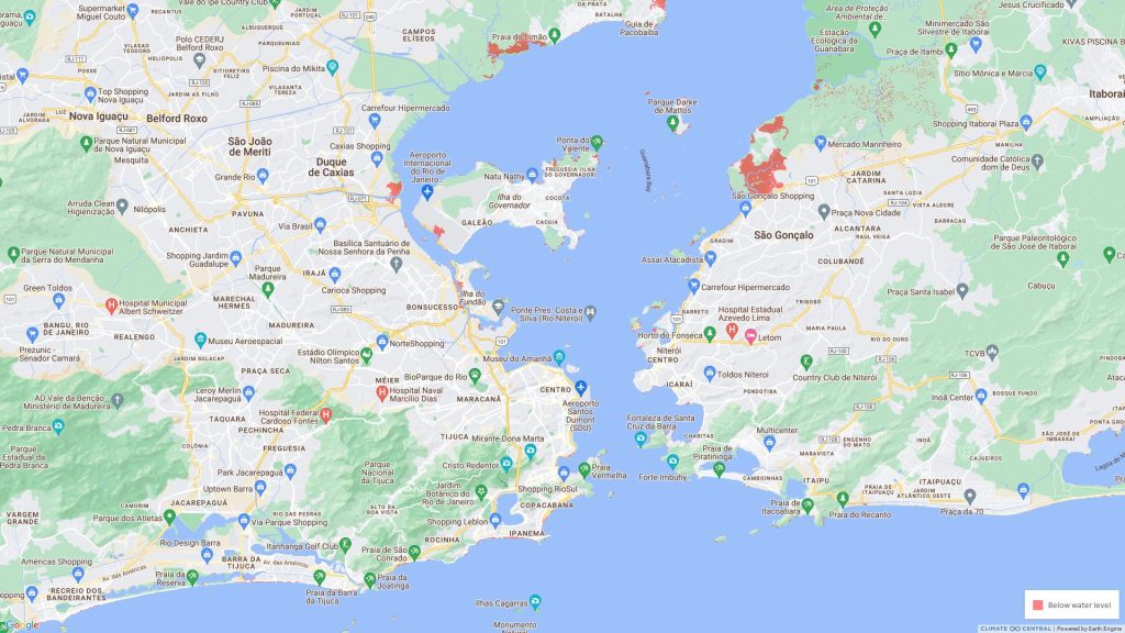 water level above mhhw 0p2 m contiguous 3 Devido a mudanças climáticas, mar pode subir e Rio de Janeiro ficar sem atuais praias nos próximos 20 anos