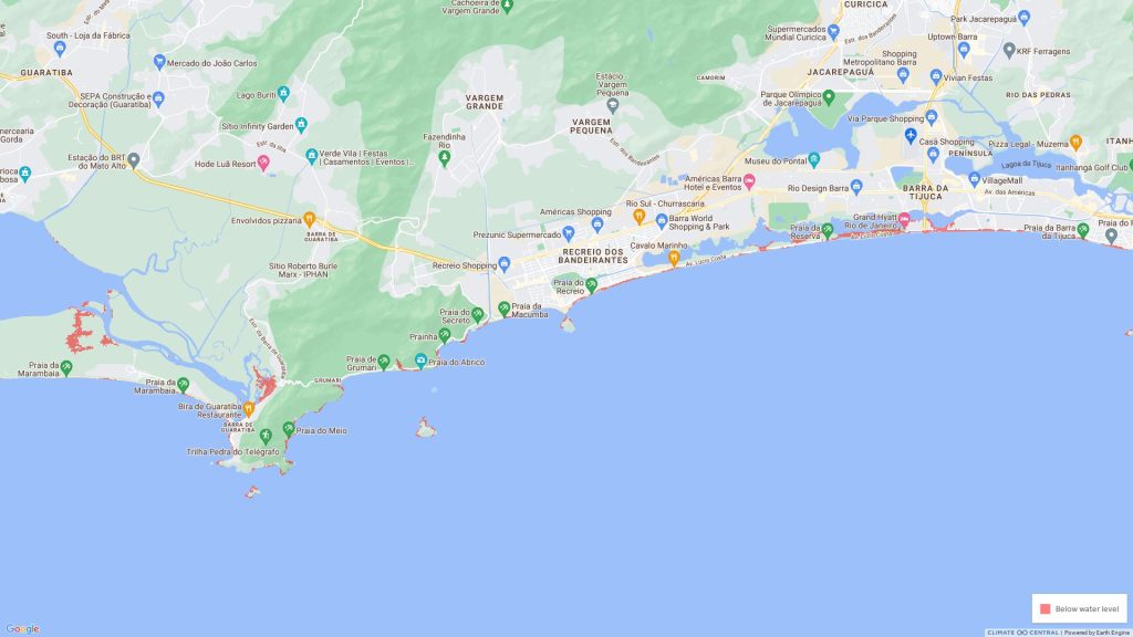 water level above mhhw 0p7 m contiguous 1 Devido a mudanças climáticas, mar pode subir e Rio de Janeiro ficar sem atuais praias nos próximos 20 anos