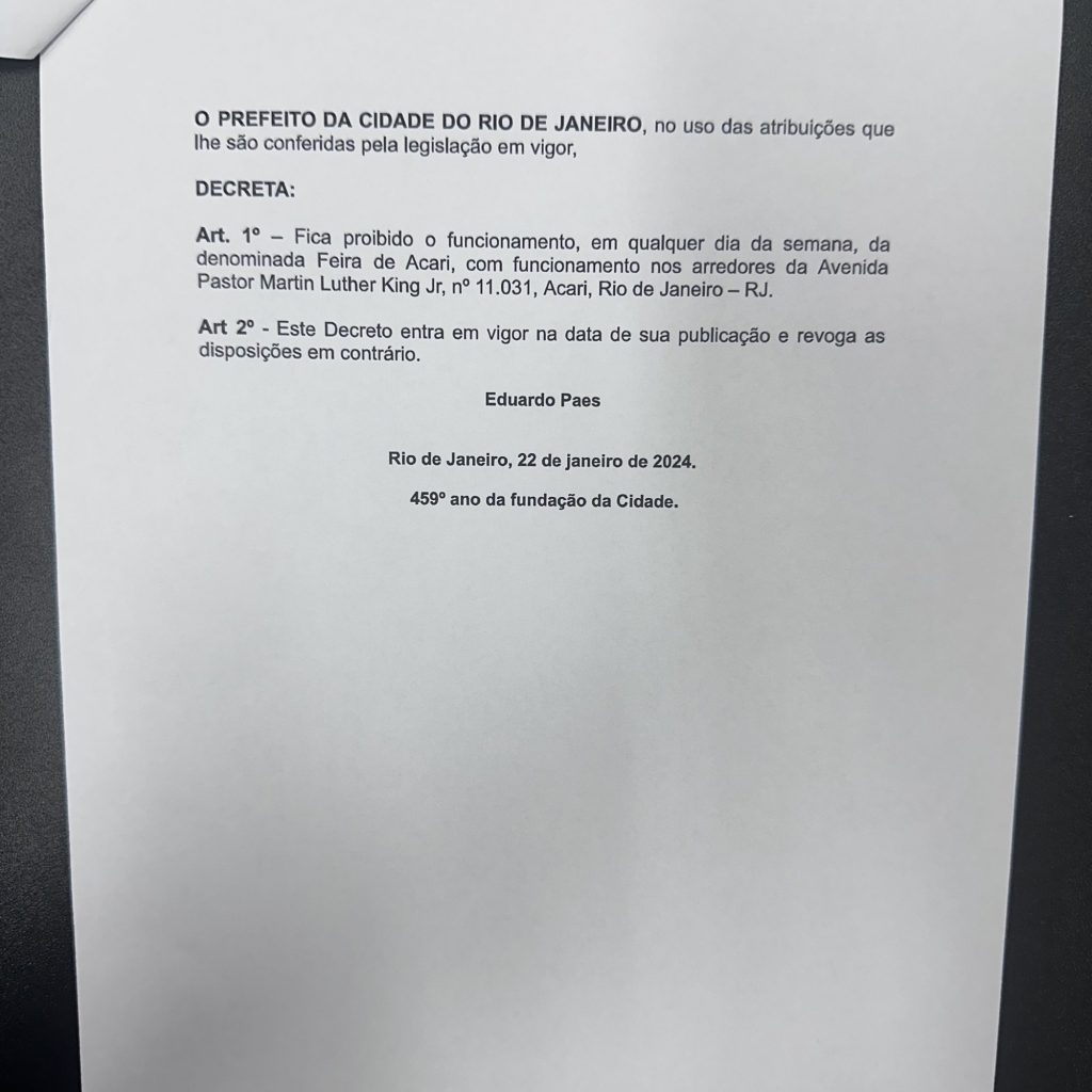 img 3795 1 Eduardo Paes anuncia proibição da Feira de Acari