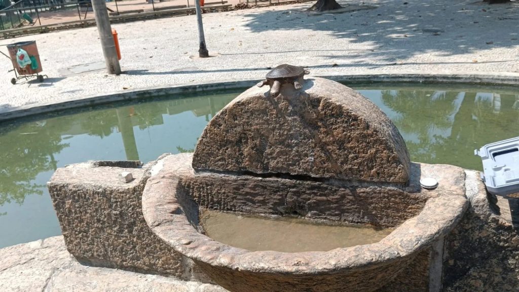 img 3786 Elementos de bronze do Chafariz da Praça General Osório são substituídos por resina para combater furtos