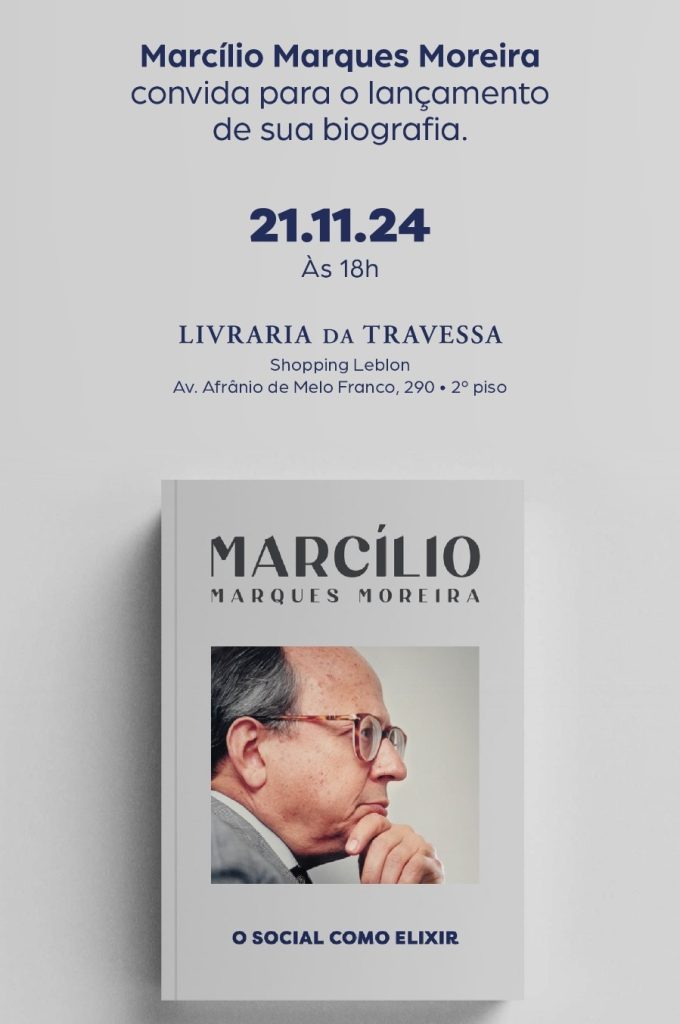 Macilio Marcílio Marques Moreira lança autobiografia, na Livraria da Travessa do Leblon, nesta quinta